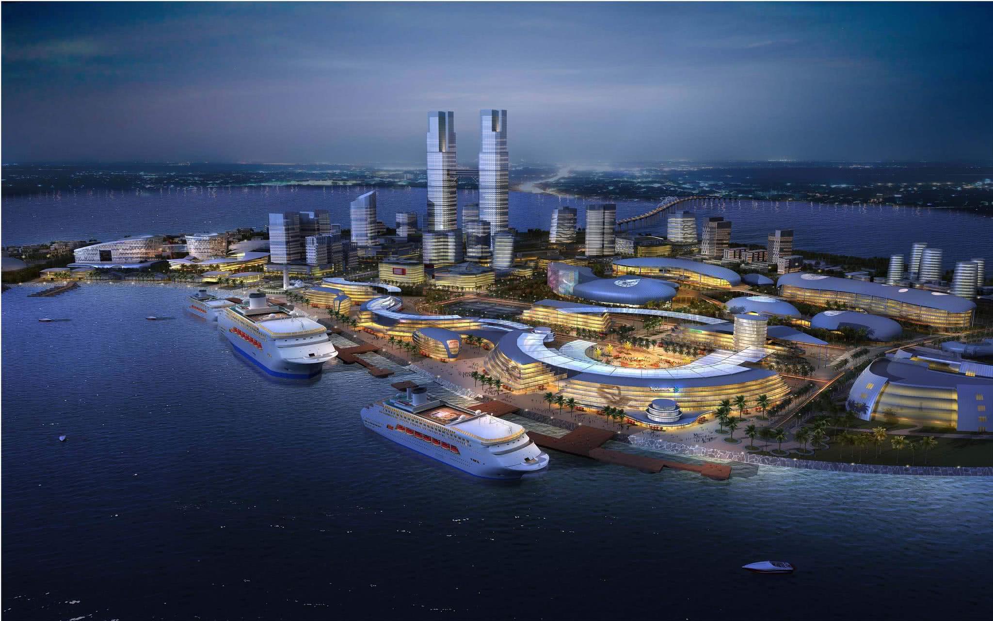 海南“太极八卦”岛 夜色璀璨，手机软件点亮美景